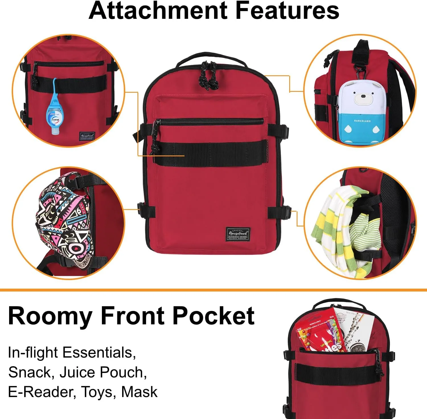 Child's Travel Backpack for Ages 3-6 | Lightweight Suitcase Style Carry-On | 10L Weekender with Tablet Sleeve & Chest Strap | Red