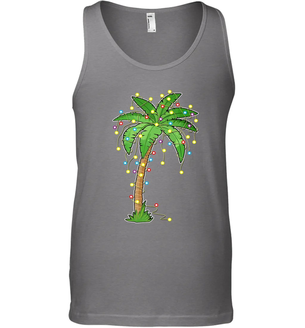 Christmas Lights Palm Tree Beach Funny Tropical Xmas Gift Men's Tank Top