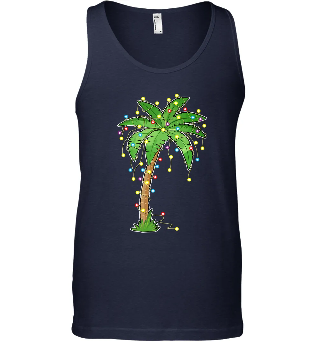 Christmas Lights Palm Tree Beach Funny Tropical Xmas Gift Men's Tank Top