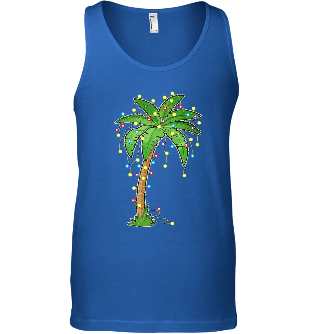 Christmas Lights Palm Tree Beach Funny Tropical Xmas Gift Men's Tank Top