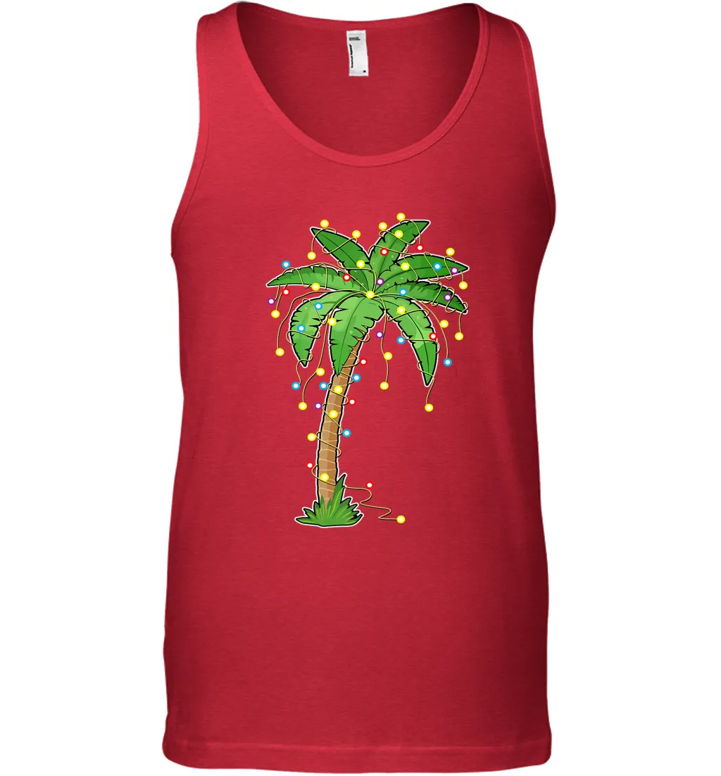 Christmas Lights Palm Tree Beach Funny Tropical Xmas Gift Men's Tank Top