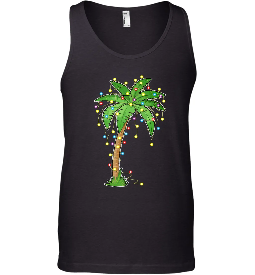 Christmas Lights Palm Tree Beach Funny Tropical Xmas Gift Men's Tank Top