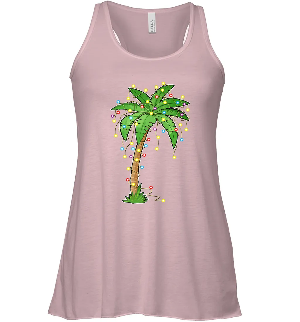 Christmas Lights Palm Tree Beach Funny Tropical Xmas Gift Women's Racerback Tank