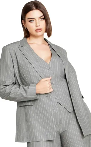 CITY CHIC Plus Size Jacket, Jazmin Pinstripe Jacket