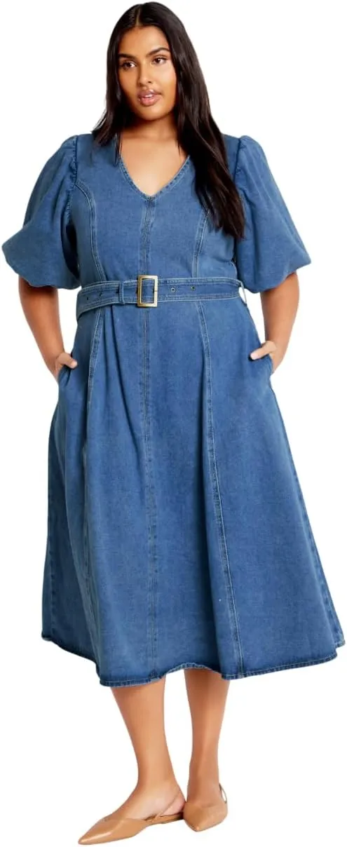 City Chic Women's Citychic Plus Size Dress Denim Delilah