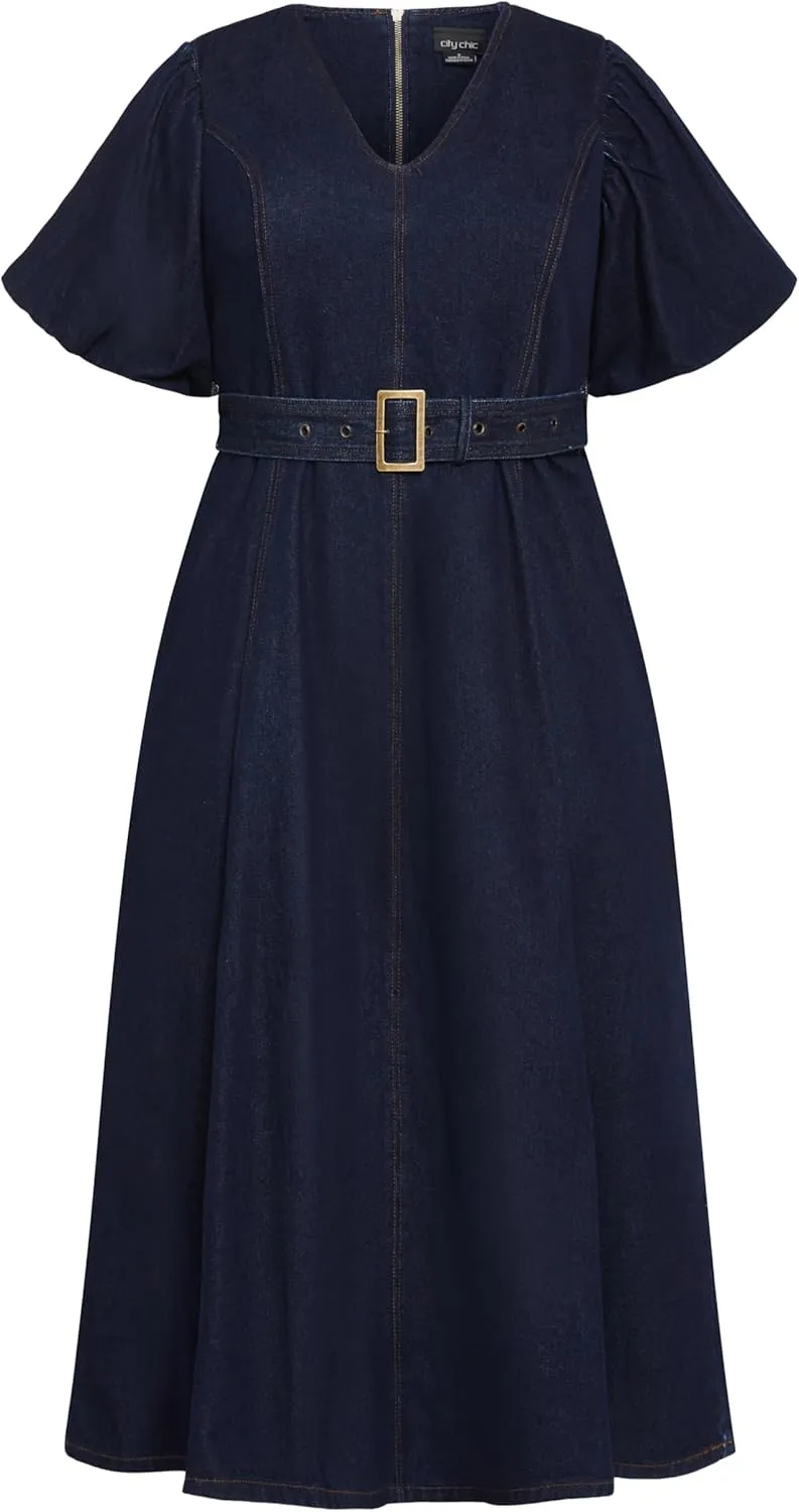 City Chic Women's Citychic Plus Size Dress Denim Delilah