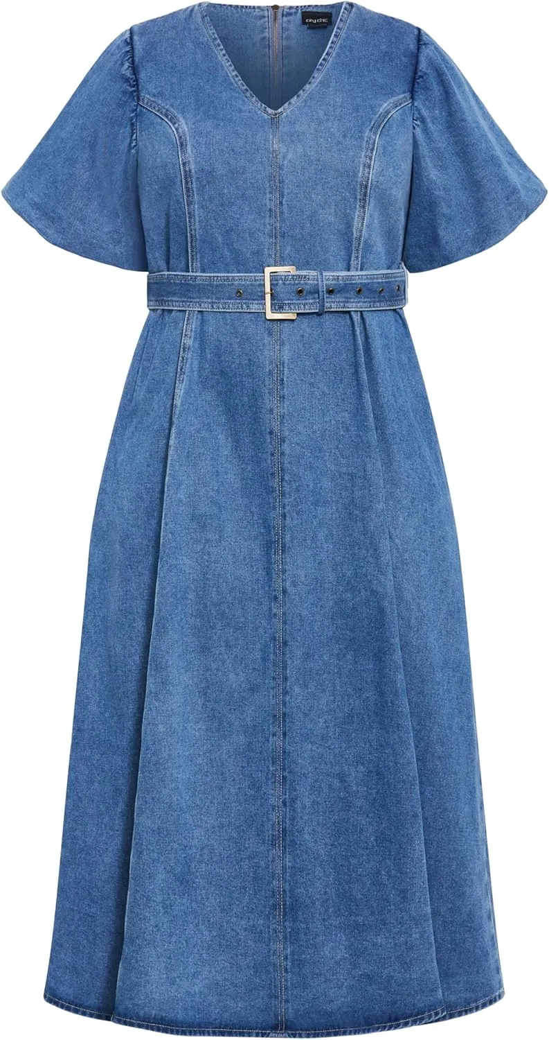 City Chic Women's Citychic Plus Size Dress Denim Delilah