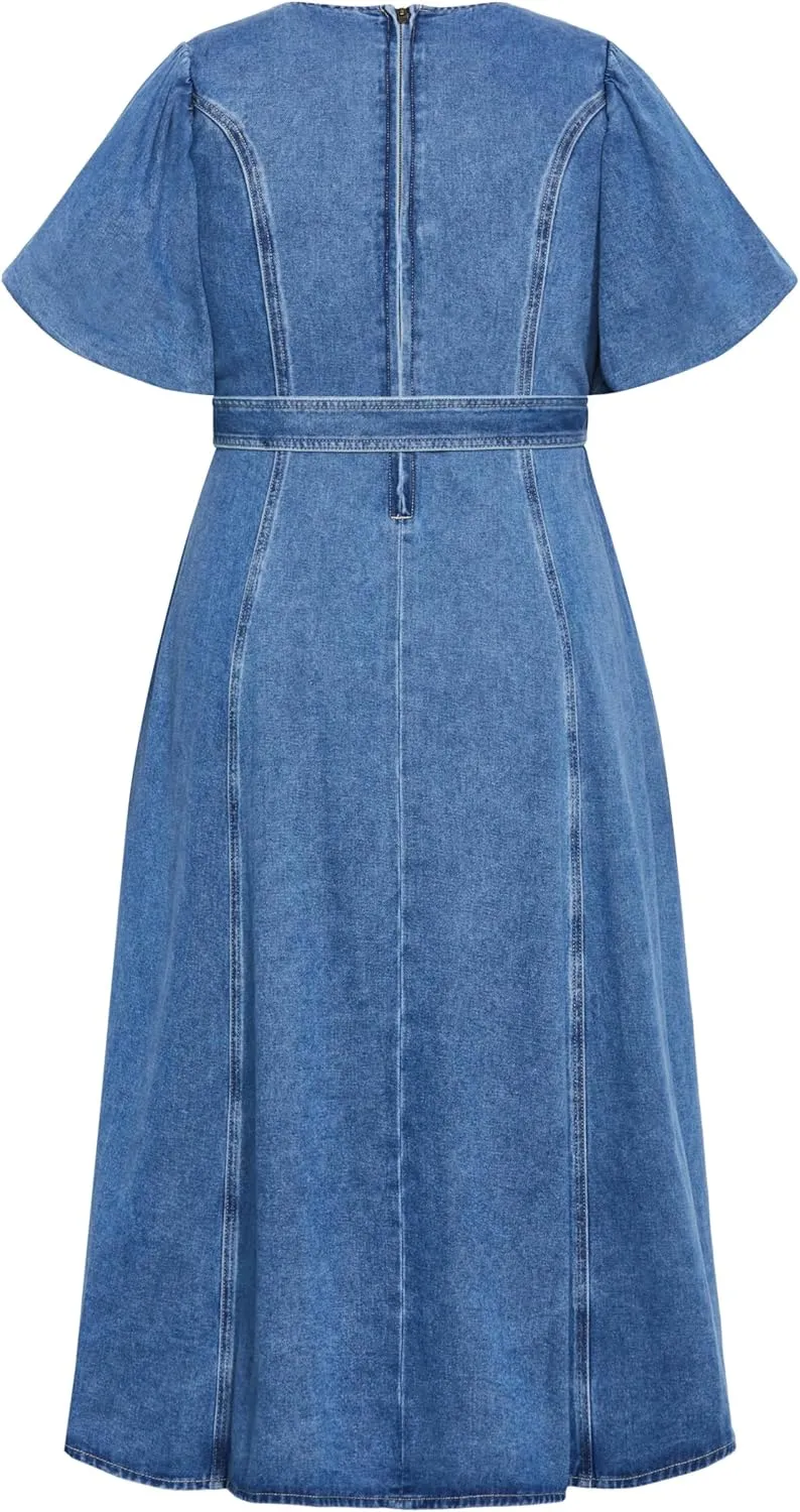 City Chic Women's Citychic Plus Size Dress Denim Delilah