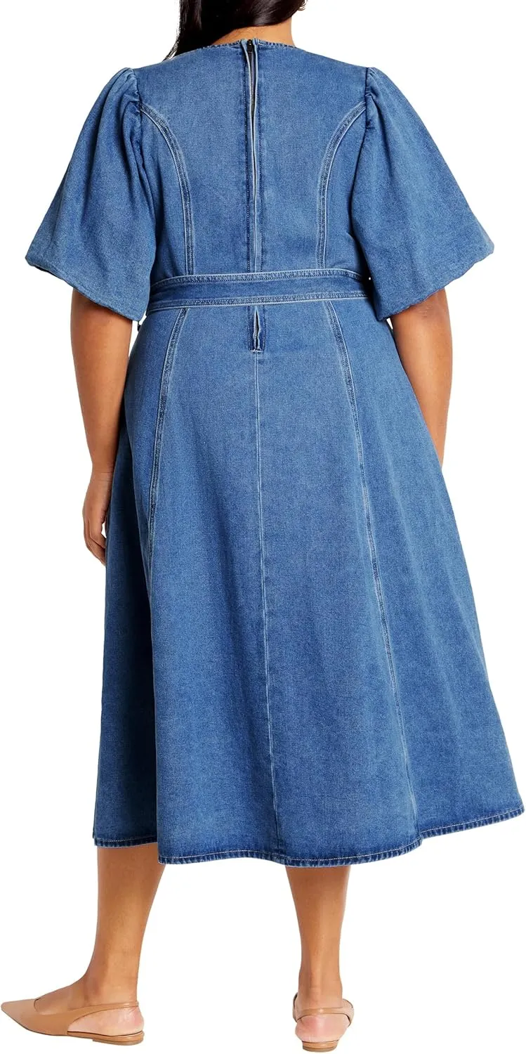 City Chic Women's Citychic Plus Size Dress Denim Delilah