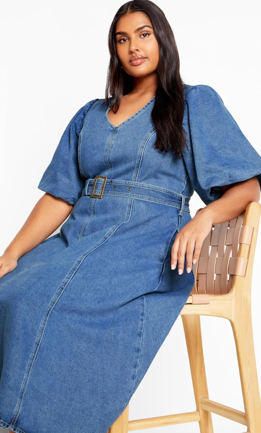City Chic Women's Citychic Plus Size Dress Denim Delilah