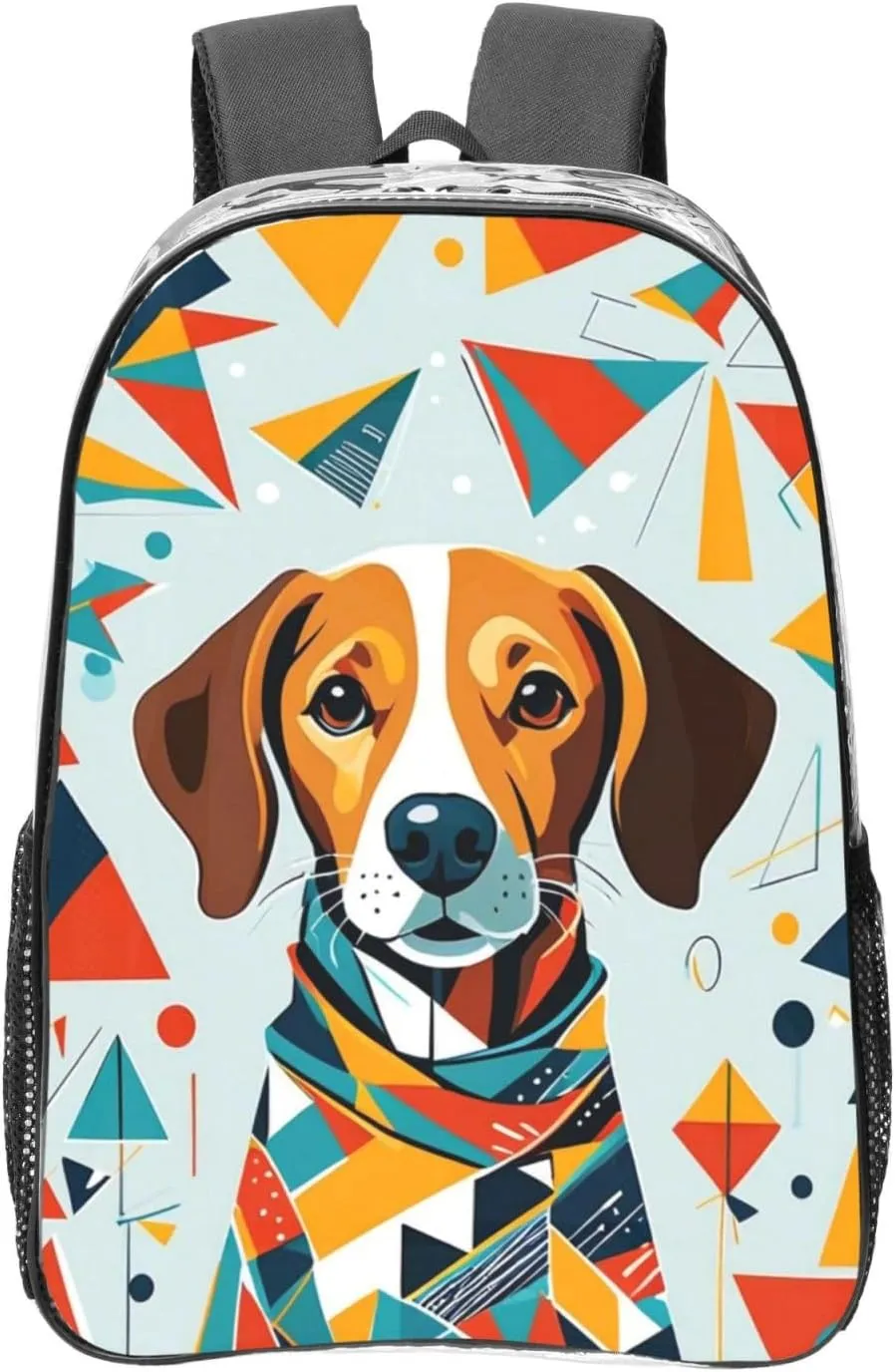 Clear Backpack Heavy Duty PVC Transparent Backpack Large Clear Bag for Travel, Work, Concert, Loyal Dog Print 16"