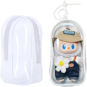 Clear Bag Keychain for LABUBU Plush Doll,Hanging Display Case,Protective Case,Plastic PVC Storage Box (Clear Bag)