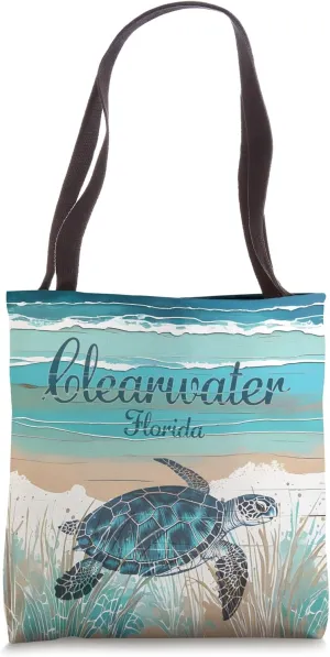 Clearwater Florida Sea Turtle Lover Coastal Blue Art Tote Bag