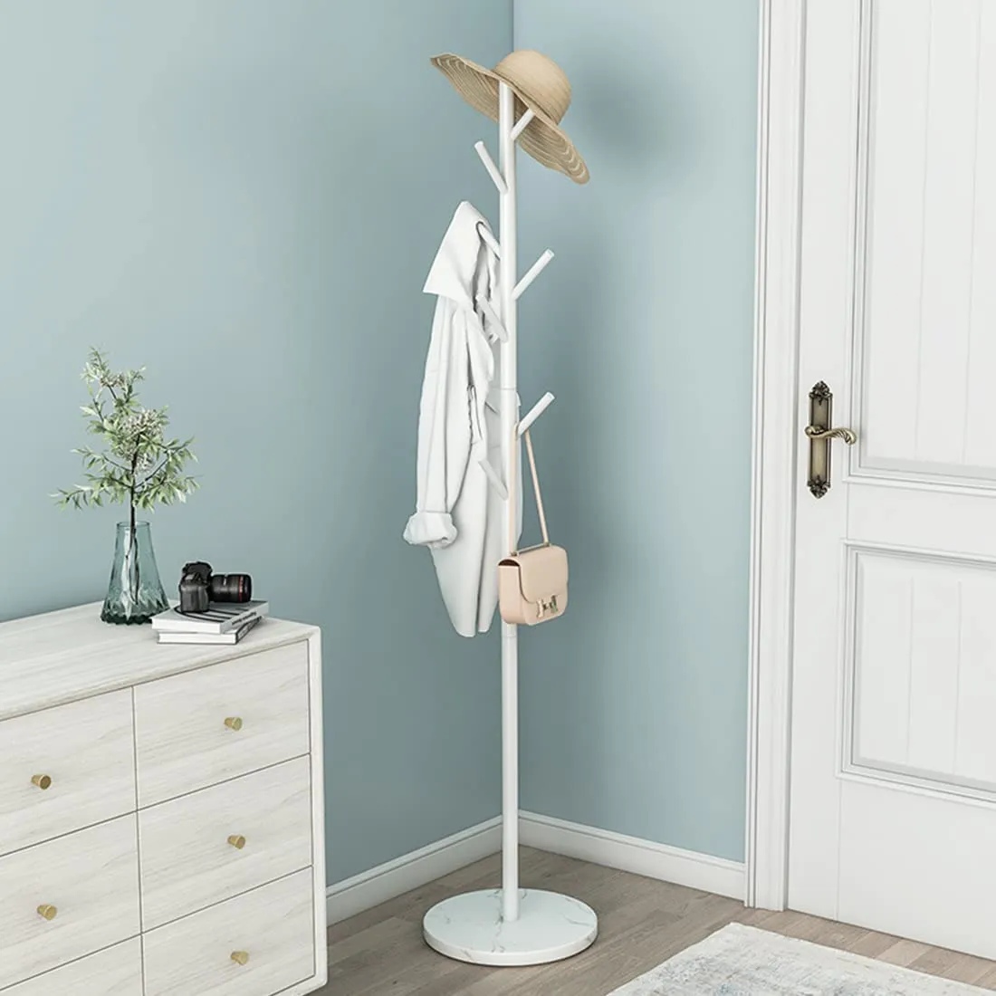 Coat Rack Metal Freestanding Coat Rack Garment Rack for Clothes, Bags, Hats Clothes Stand Organizer for Home, Office, Entryway, Hallway