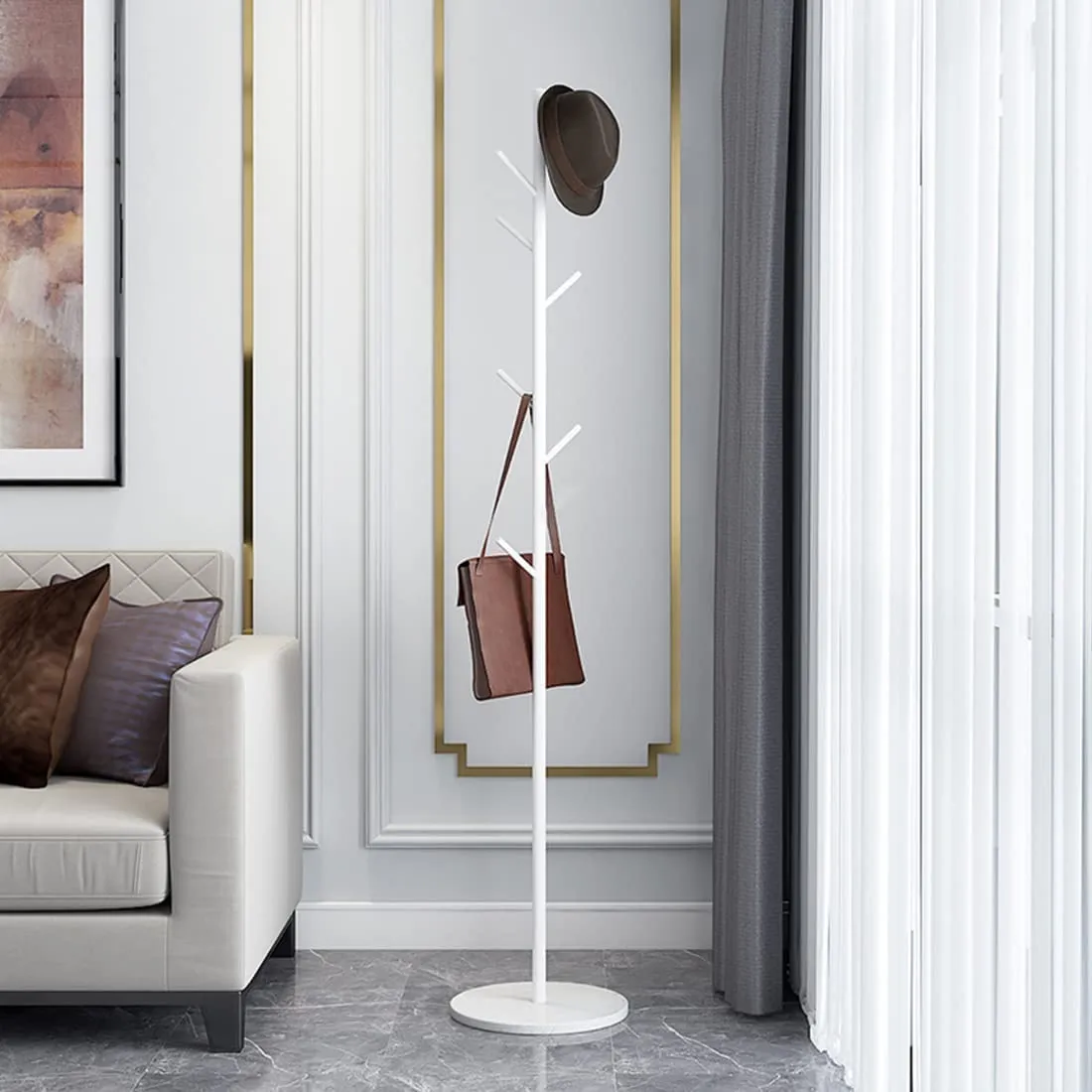 Coat Rack Metal Freestanding Coat Rack Garment Rack for Clothes, Bags, Hats Clothes Stand Organizer for Home, Office, Entryway, Hallway