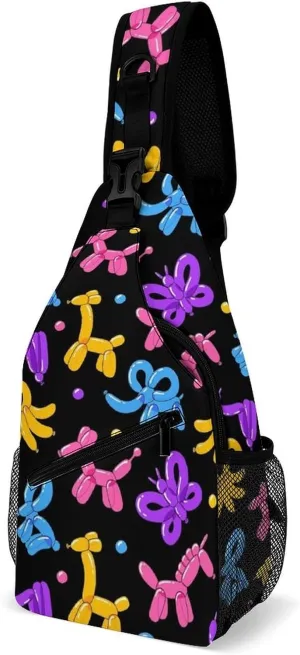 Colorful Dog Balloon Sling Backpack Mans Woman Crossbody Backpack Chest Bag Cycling Daypack Travel Bag Casual Daypacks Sports Backpacks