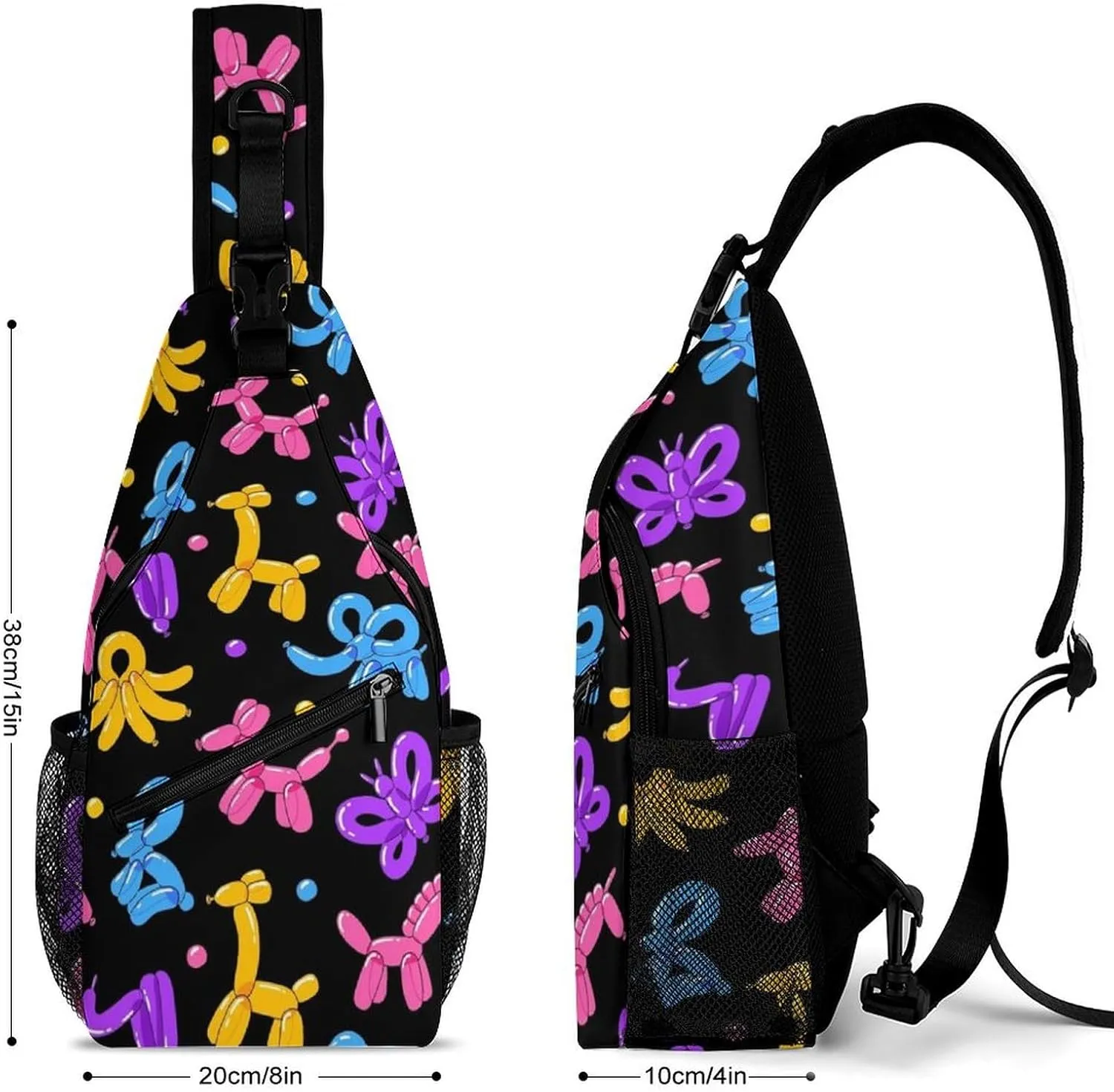 Colorful Dog Balloon Sling Backpack Mans Woman Crossbody Backpack Chest Bag Cycling Daypack Travel Bag Casual Daypacks Sports Backpacks