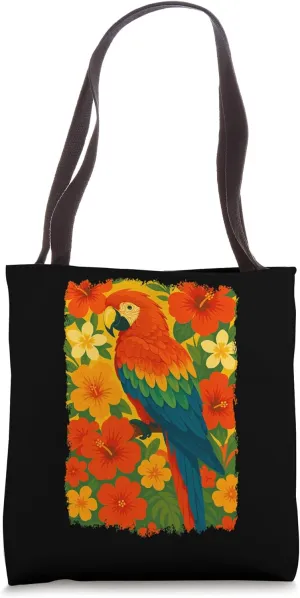Colorful Parrot Tropical Luau Tiki Parties Beach Vacation Tote Bag