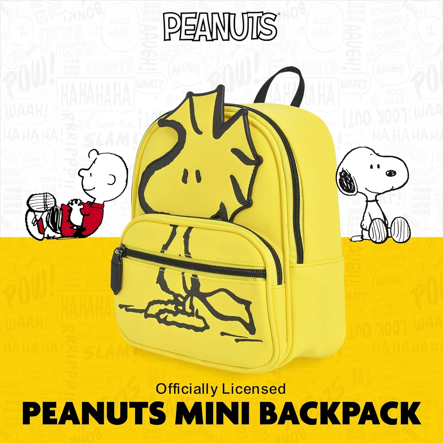 Concept One Peanuts Mini Backpack, Small Travel Bag for Men and Women, Woodstock, 9 Inch