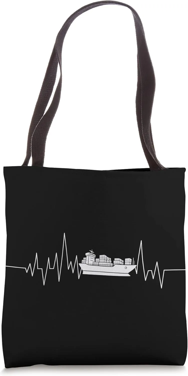 Container Ship Heartbeat Seafarer Seaman Cargo Ship Tote Bag