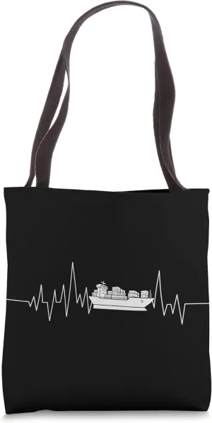Container Ship Heartbeat Seafarer Seaman Cargo Ship Tote Bag