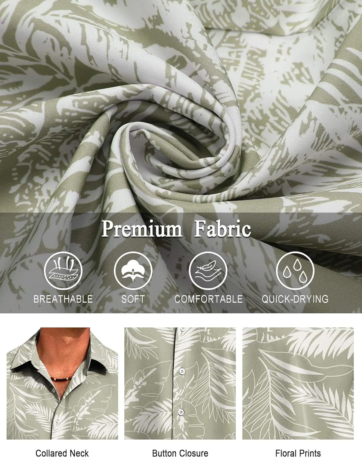 COOFANDY Hawaiian Shirt for Men Short Sleeve Floral Button Down Shirt Tropical Casual Summer Beach Shirts