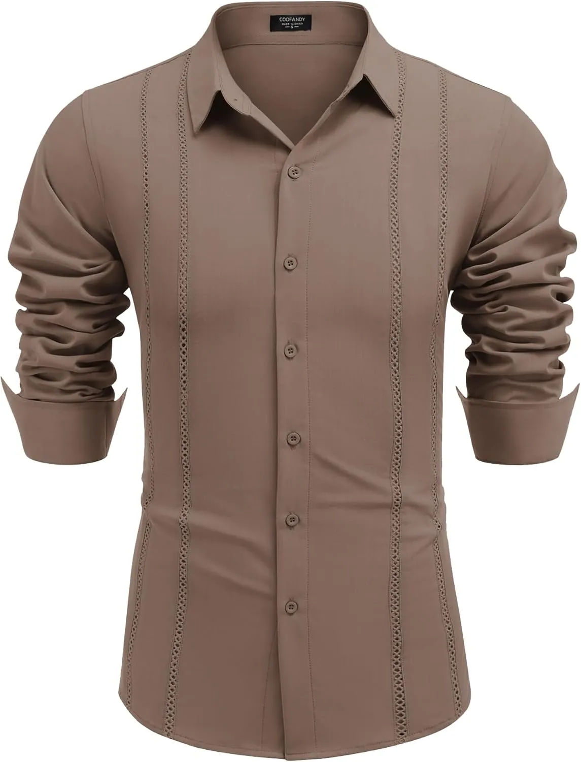 COOFANDY Mens Cuban Guayabera Shirt Casual Button Down Shirts Long Sleeve Summer Beach Shirts