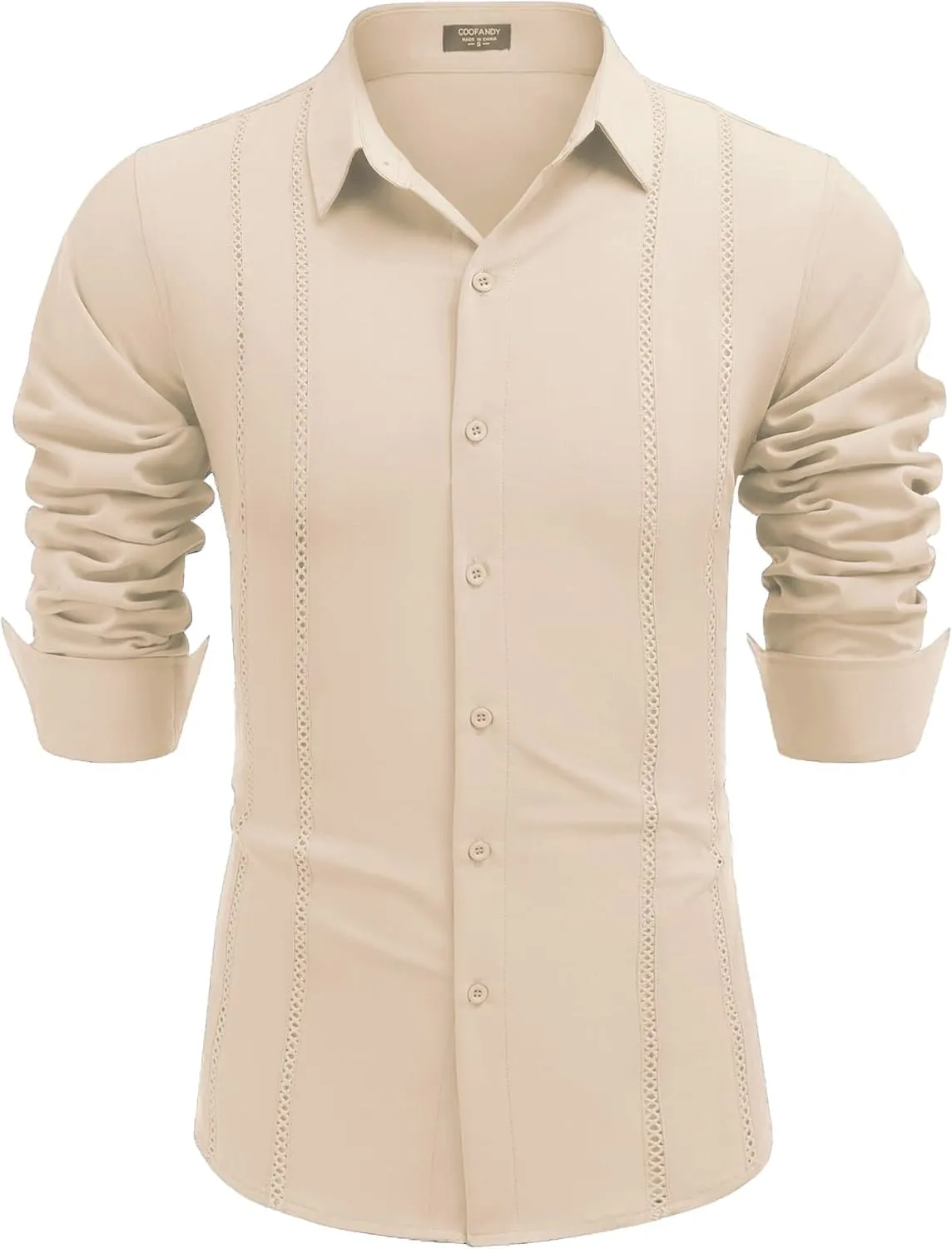 COOFANDY Mens Cuban Guayabera Shirt Casual Button Down Shirts Long Sleeve Summer Beach Shirts