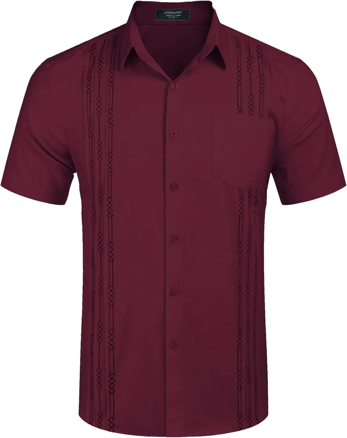 COOFANDY Mens Cuban Guayabera Shirt Short Sleeve Linen Button Down Shirts Casual Summer Beach Tops
