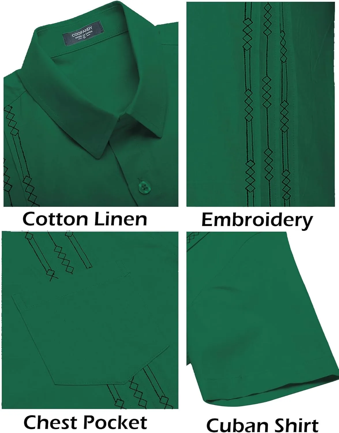 COOFANDY Mens Cuban Guayabera Shirt Short Sleeve Linen Button Down Shirts Casual Summer Beach Tops