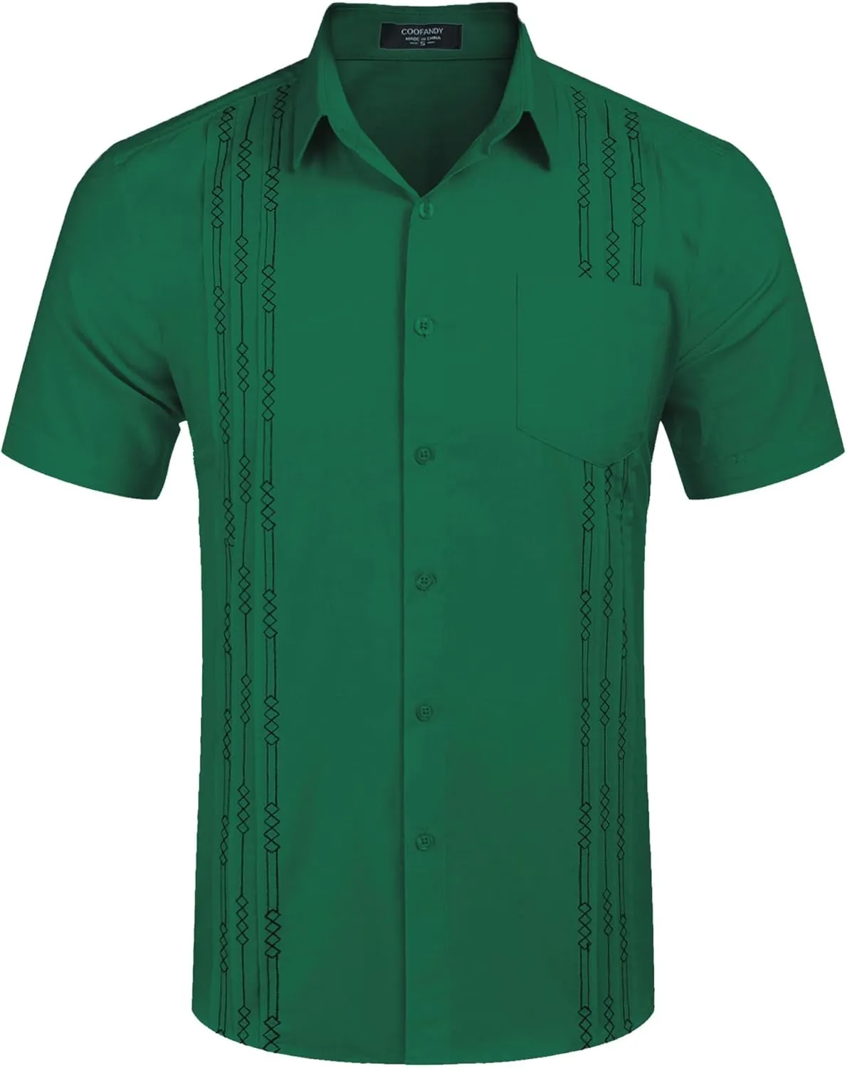 COOFANDY Mens Cuban Guayabera Shirt Short Sleeve Linen Button Down Shirts Casual Summer Beach Tops