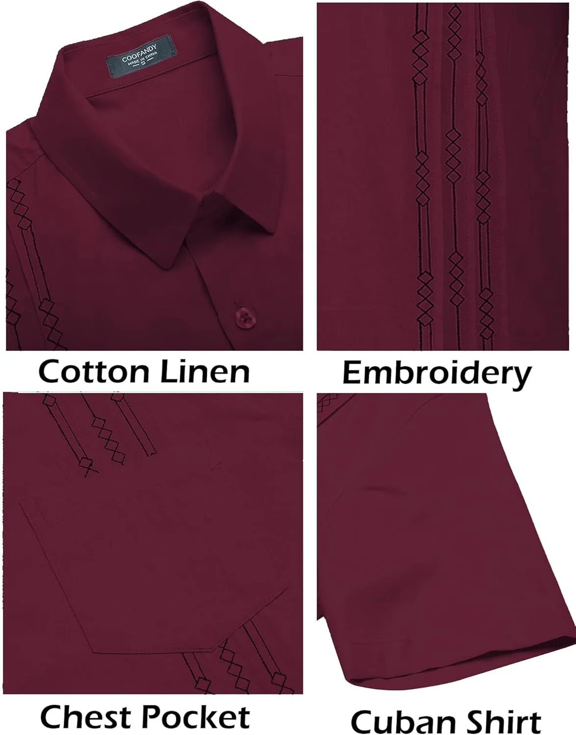 COOFANDY Mens Cuban Guayabera Shirt Short Sleeve Linen Button Down Shirts Casual Summer Beach Tops