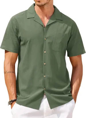 COOFANDY Men's Hawaiian Floral Shirts Cotton Linen Button Down Tropical Holiday Beach Shirts