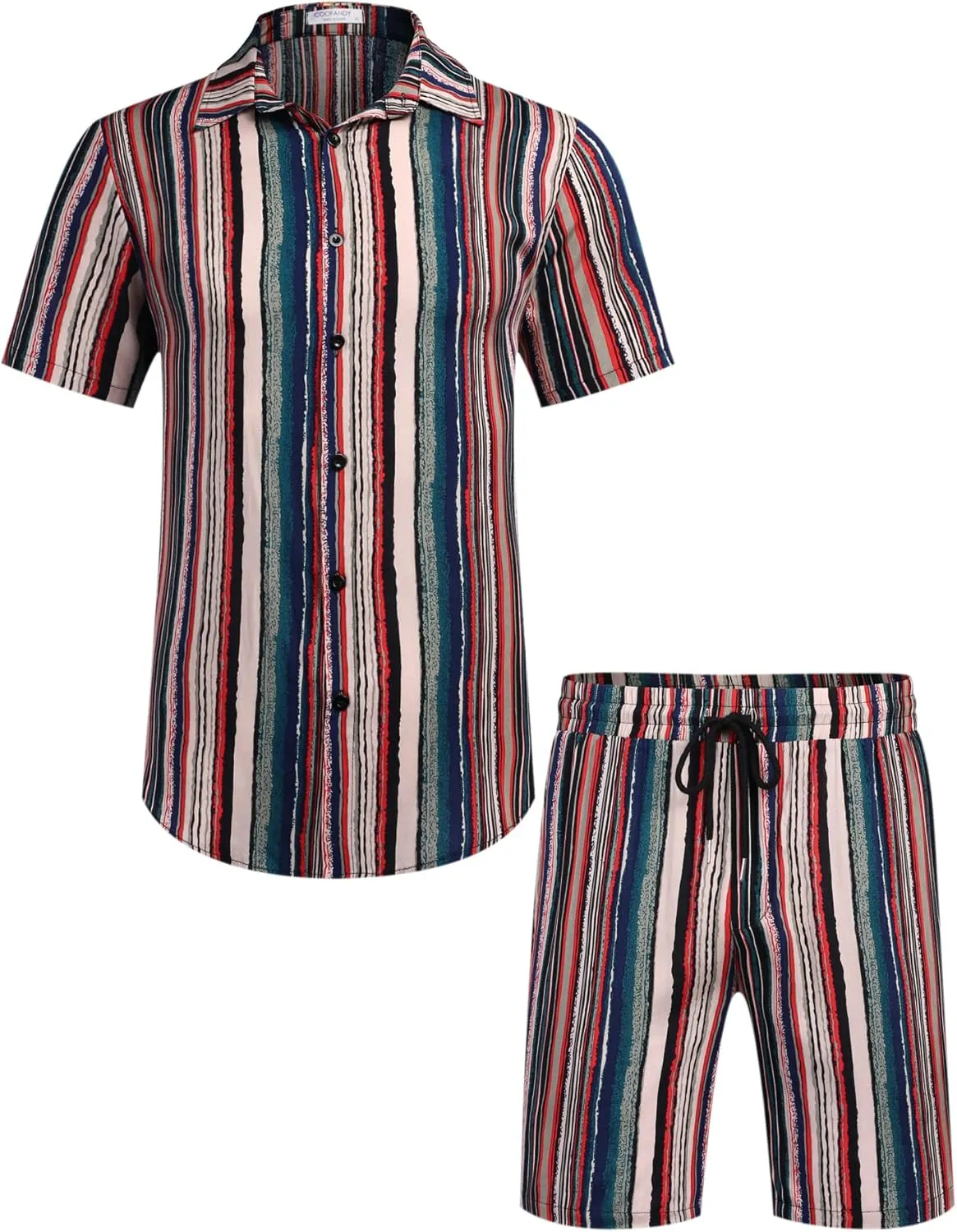 COOFANDY Men's Hawaiian Matching Set Summer Beach 2 Piece Outfits Flower Button Down Shirts and Shorts Vacation Outfits
