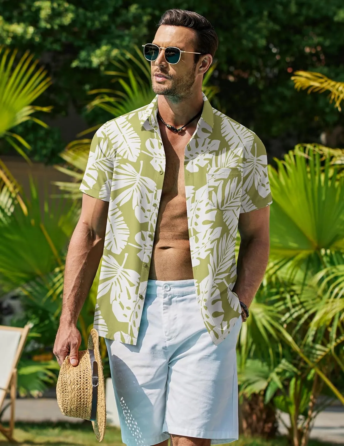 COOFANDY Mens Hawaiian Shirt Short Sleeve Button Down Shirt Tropical Summer Beach Shirt