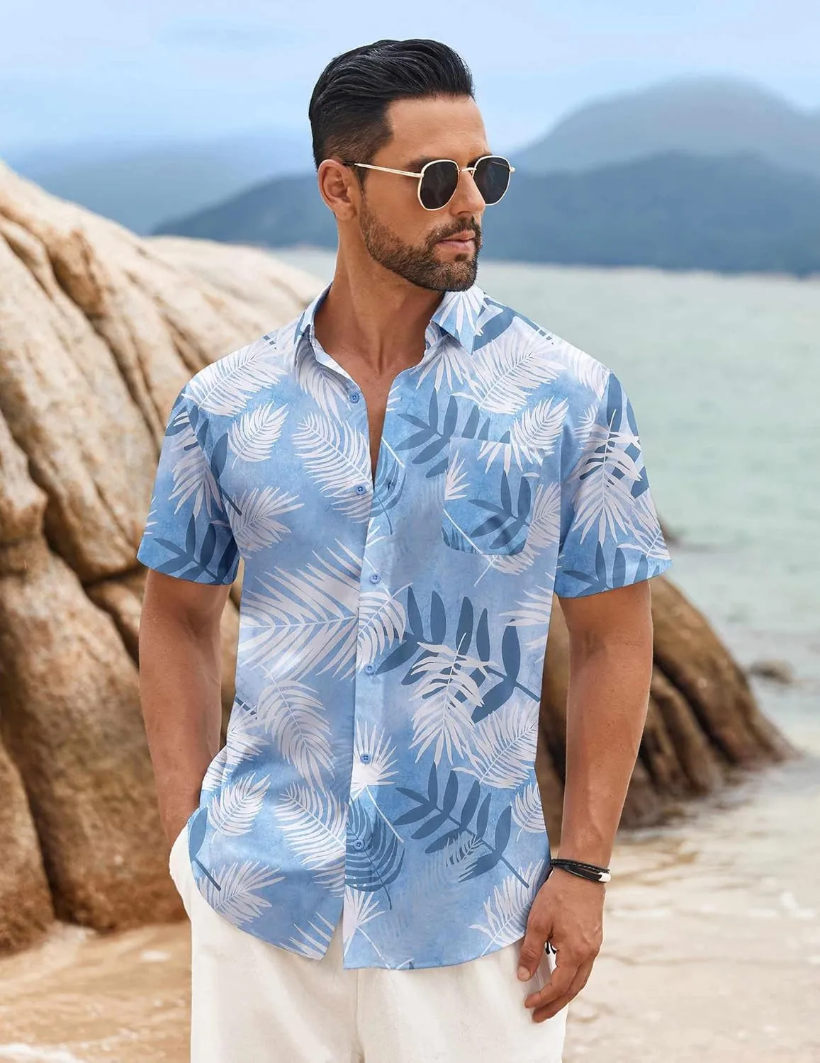 COOFANDY Men's Hawaiian Shirt Short Sleeve Casual Button Down Tropical Summer Beach Aloha Shirts