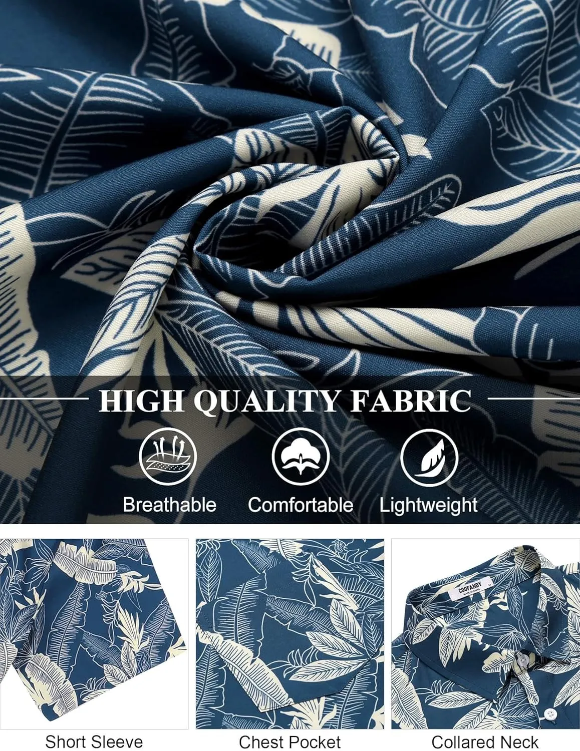 COOFANDY Men's Hawaiian Shirt Short Sleeve Floral Button Down Shirts Tropical Holiday Beach Shirts