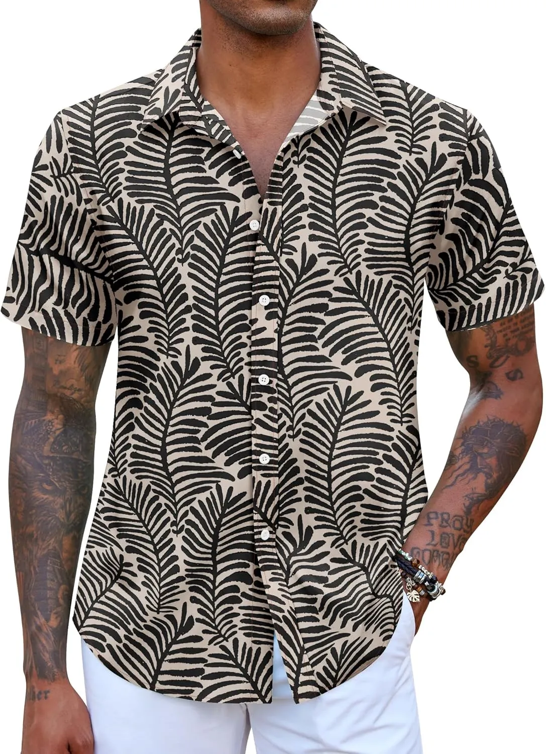 COOFANDY Mens Hawaiian Shirts Short Sleeve Button Down Aloha Shirt Casual Beach Clothes