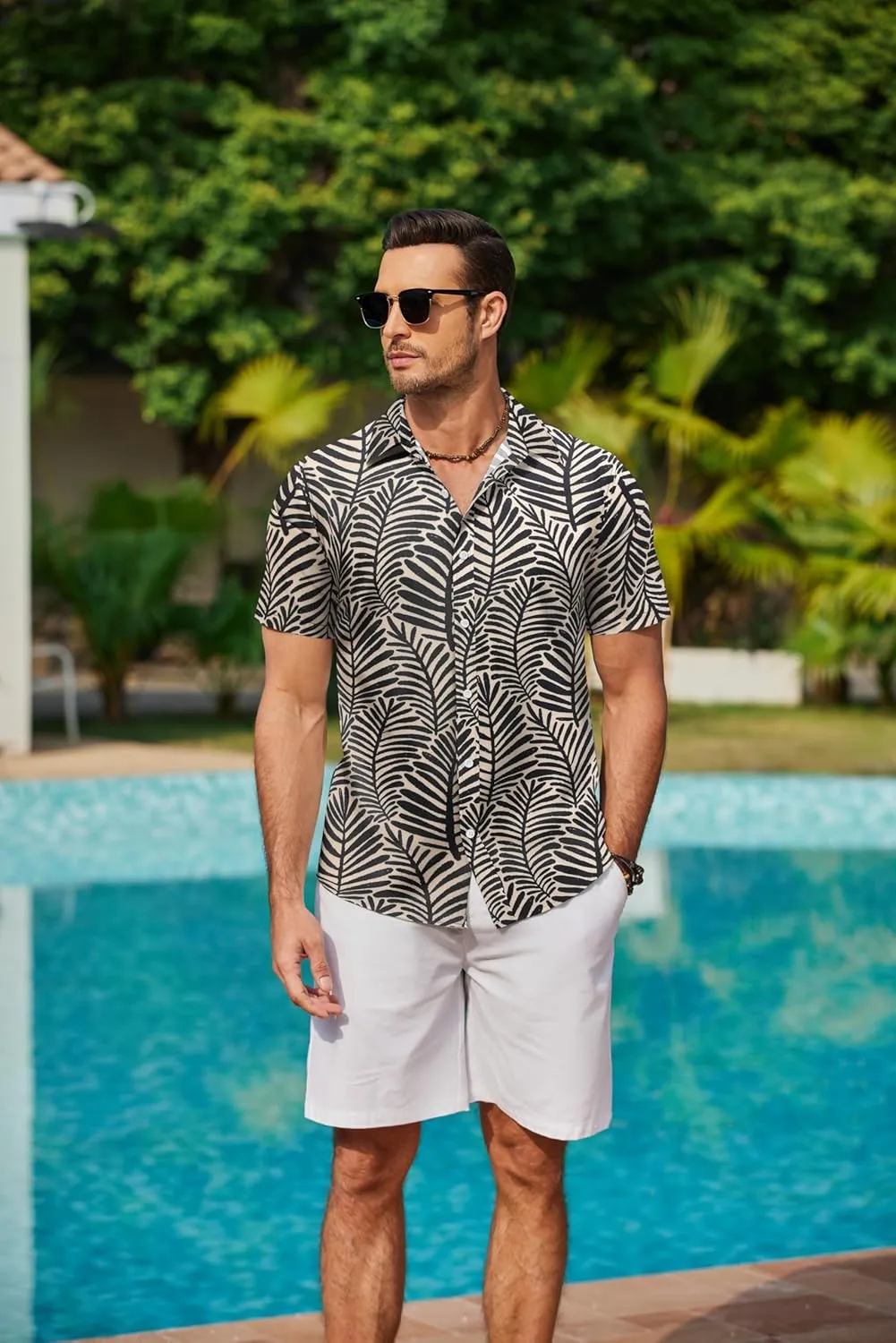 COOFANDY Mens Hawaiian Shirts Short Sleeve Button Down Aloha Shirt Casual Beach Clothes