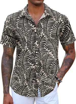 COOFANDY Mens Hawaiian Shirts Short Sleeve Button Down Aloha Shirt Casual Beach Clothes