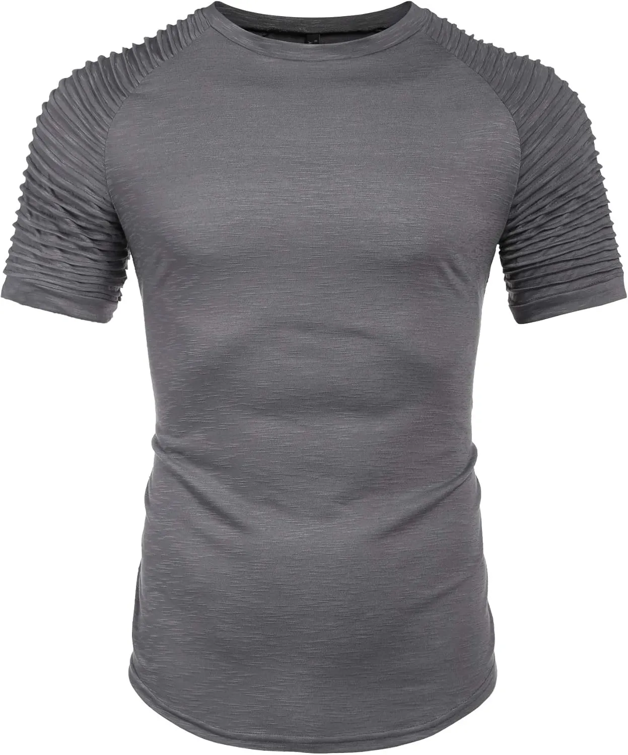 COOFANDY Men's Muscle T-Shirt Pleated Raglan Sleeve Bodybuilding Gym Tee Short Sleeve Fashion Workout Shirts Hipster Shirt