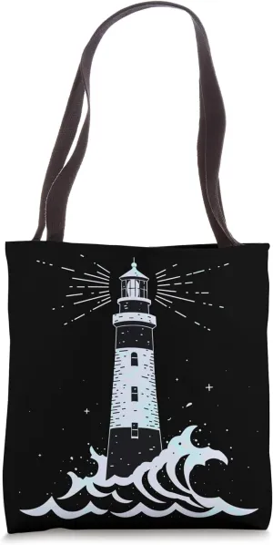 Cool Crazy Seas Lover Design Blue Beach Coastline Lighthouse Tote Bag