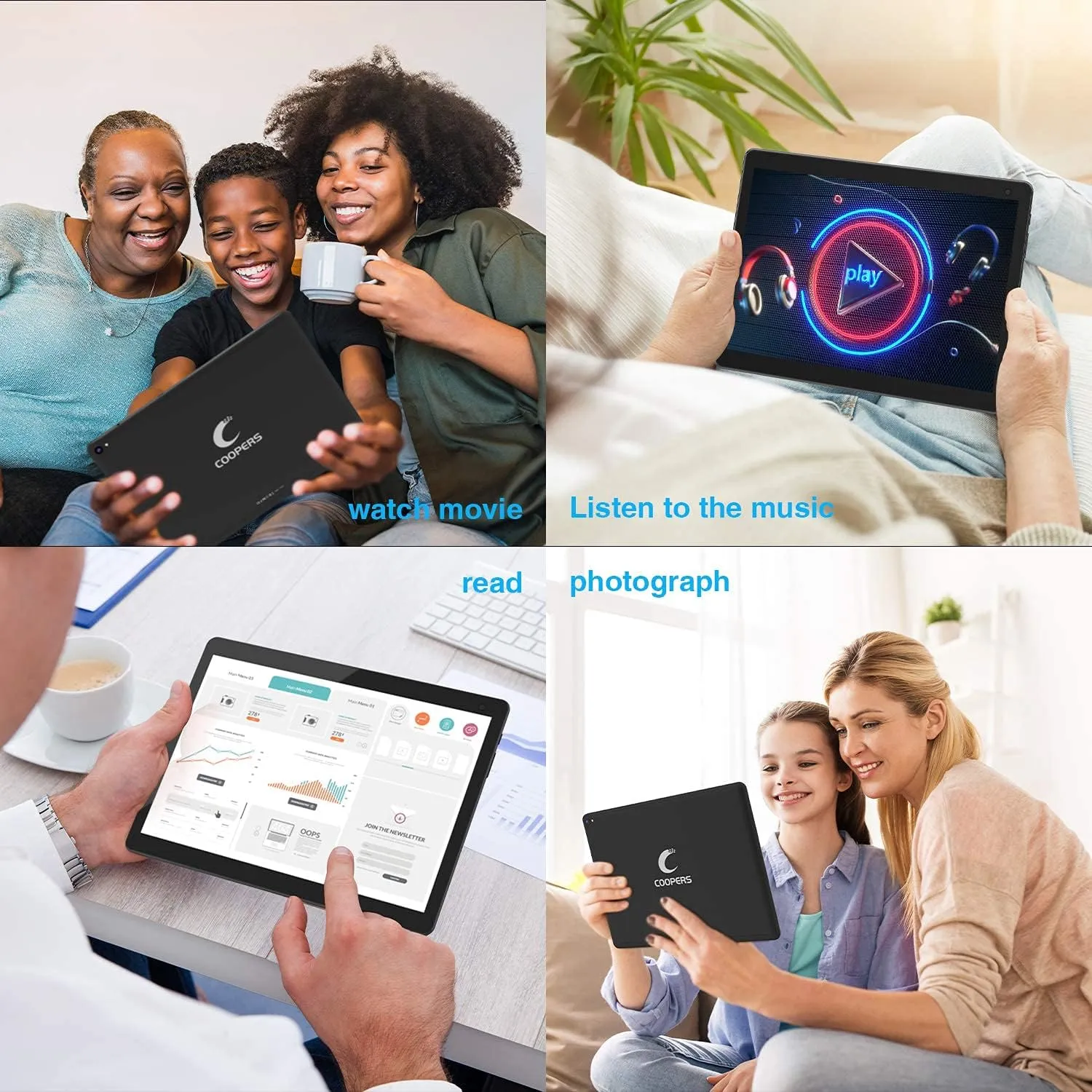 COOPERS Tablet 10 inch, Tablets Android 14, Quad-Core Processor 32GB Storage Tablet Computer, 6GB RAM, 8MP Camera, AM, FM, WiFi, IPS Screen 6000mAh Long Battery Life Tableta