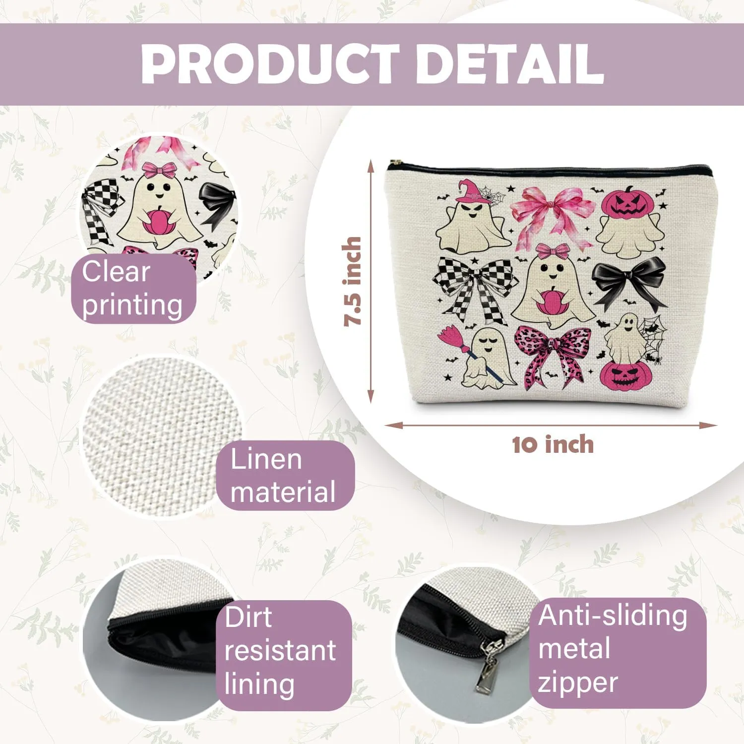 Coquette Bow Ghost Cosmetic Bags: Cute Halloween Gifts for Women, Horror & Spooky Makeup Bags
