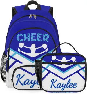 Custom Cheer Backpack Personalized Cheerleader Shoulder Bag Backpacks Daypack for Women Travel Gifts Cobalt Blue Cyan