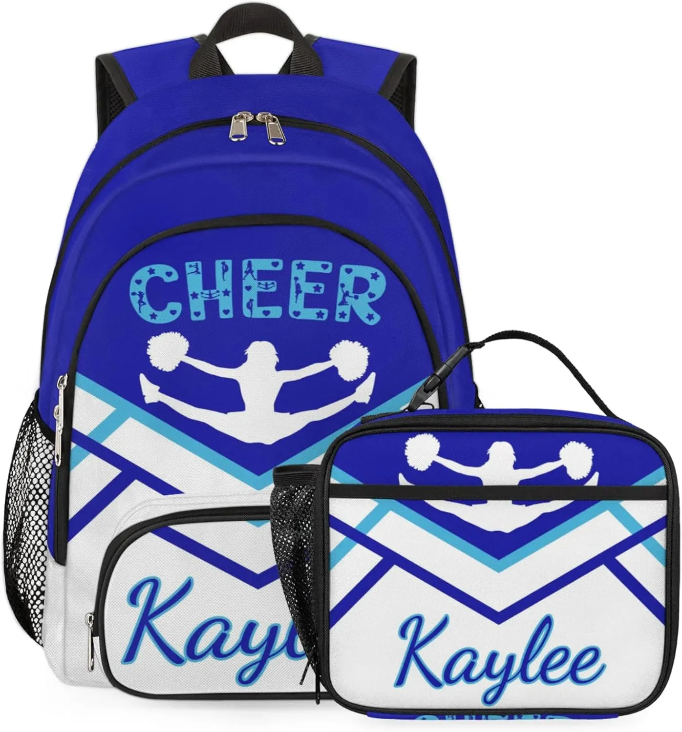 Custom Cheer Backpack Personalized Cheerleader Shoulder Bag Backpacks Daypack for Women Travel Gifts Cobalt Blue Cyan