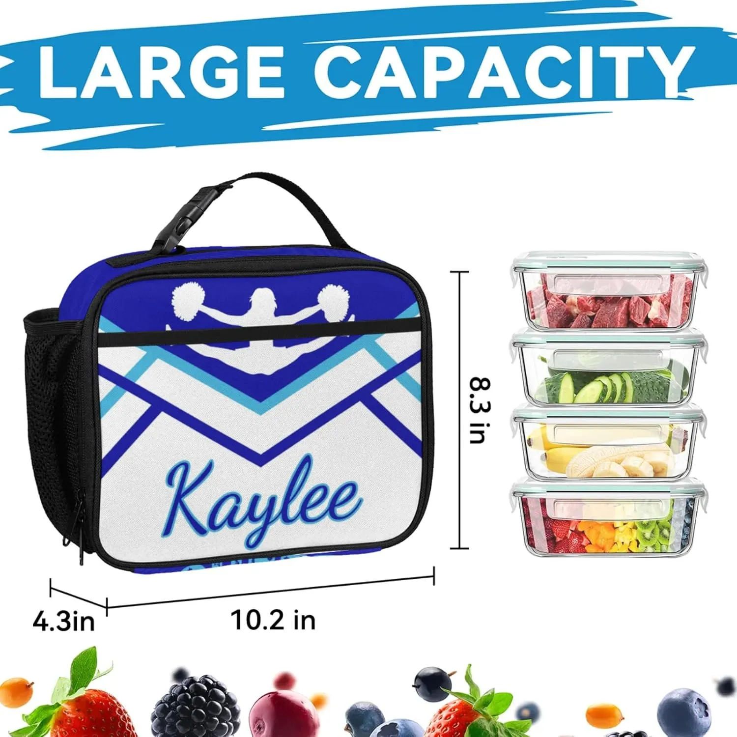 Custom Cheer Backpack Personalized Cheerleader Shoulder Bag Backpacks Daypack for Women Travel Gifts Cobalt Blue Cyan