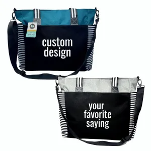 Custom Designed Personalized Brooke & Jess Designs Functional and Durable Lou Lou Laptop Computer Work Travel Tote Bag with Zipper and Interior Pockets (Teal)