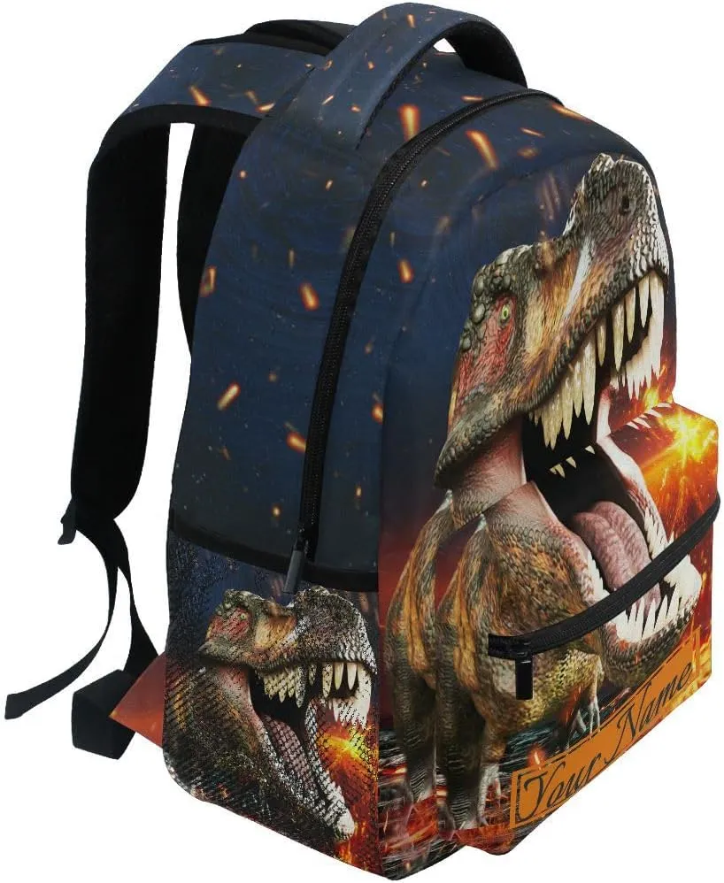 Custom Name Boys Dinosaur Backpacks 3D T-Rex 3rd 4th 5th Grade School Bookbags Travel Laptop Daypack Bag Purse for Teens