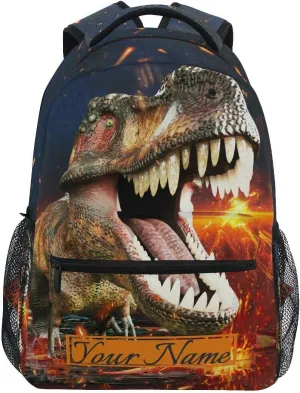 Custom Name Boys Dinosaur Backpacks 3D T-Rex 3rd 4th 5th Grade School Bookbags Travel Laptop Daypack Bag Purse for Teens